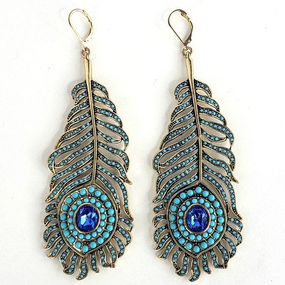 Kenneth Jay Lane Jewelry - Kenneth Jay Lane Turquoise Feather Drop Earrings